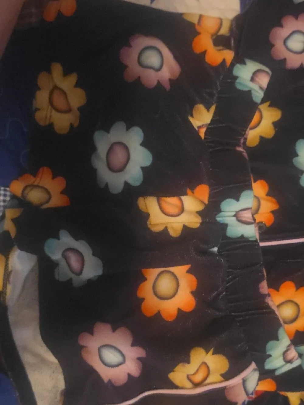 art class Black Floral Kids Pajama Set with Multicolor Flowers